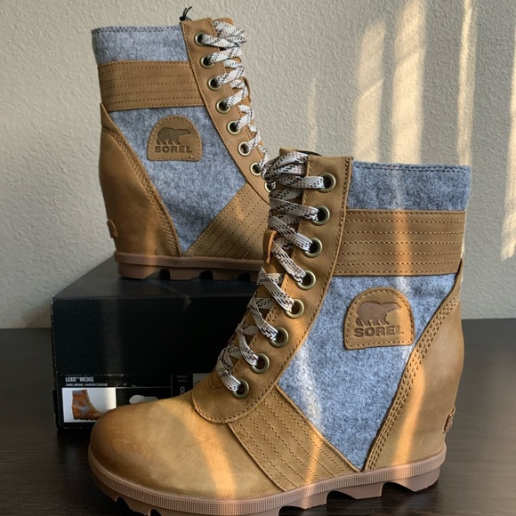 Sorel Shoes - Sorel Lexie wedge boots booties NWB brown grey